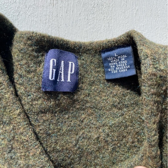 Women's Gap Sweater Green Wool Solid L Stretch Warm City Fall Preppy College - Picture 2 of 11